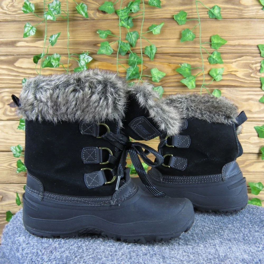 Khombu Slope Black Suede Winter Boots Women's 6 Faux Fur‎ Waterproof Warm